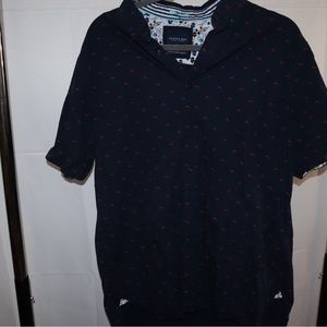 Blue patterned button up